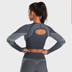 Gymshark Turbo Seamless Crop Top - Black in Large.